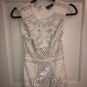Bebe white sequined dress